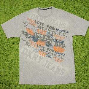 Vincent DKNY Urban Graffiti Y2K  Graphic T-shirt Gray Color